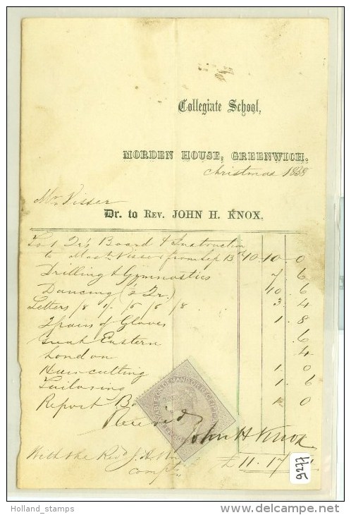 HANDGESCHREVEN REKENING Uit 1838 Van Dr. KNOX Aan De Heer VISSER (9277) - Fiscales