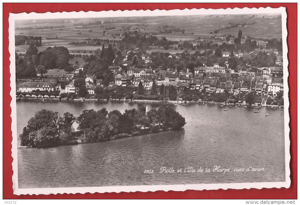 TCO-09 Rolle Et L'Ile De La Harpe, Vue D'avion. Visa Censure Militaire 1939 Non Circulé. - Rolle