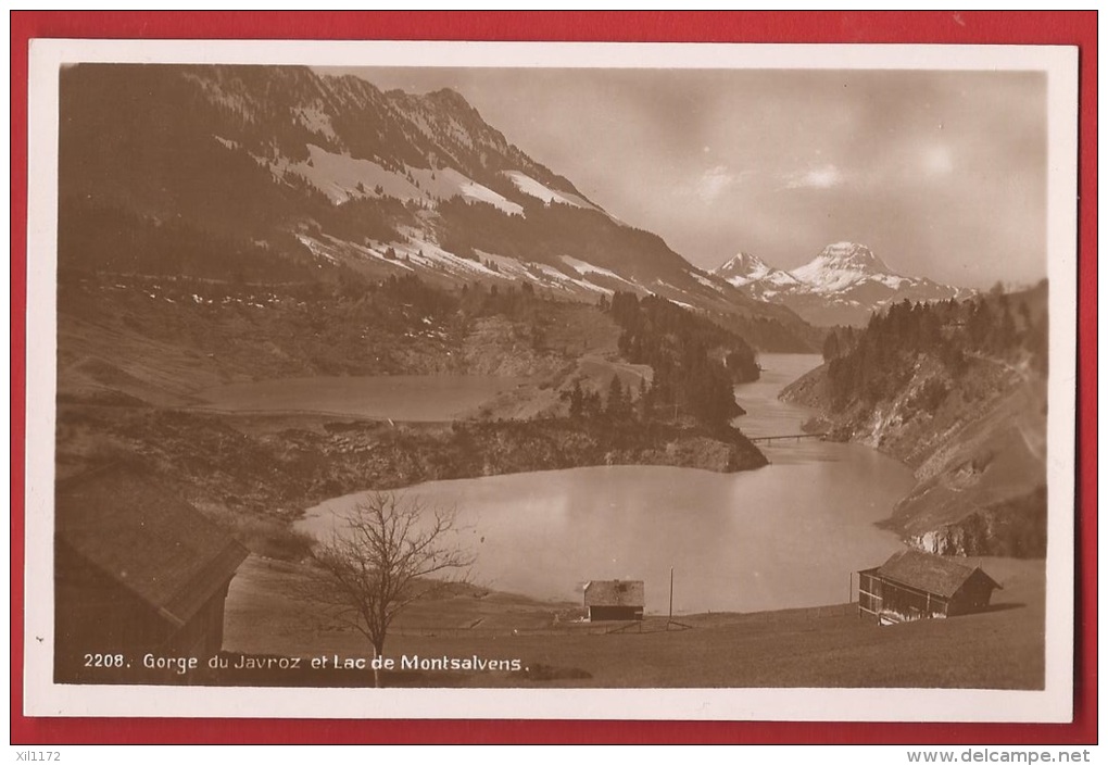 TSR1-01 Gorge Du Javroz Et Lac De Montsalvens, Moleson, Sepia. Mention Au Dos 12.IX.23. Non Circulé - Autres & Non Classés