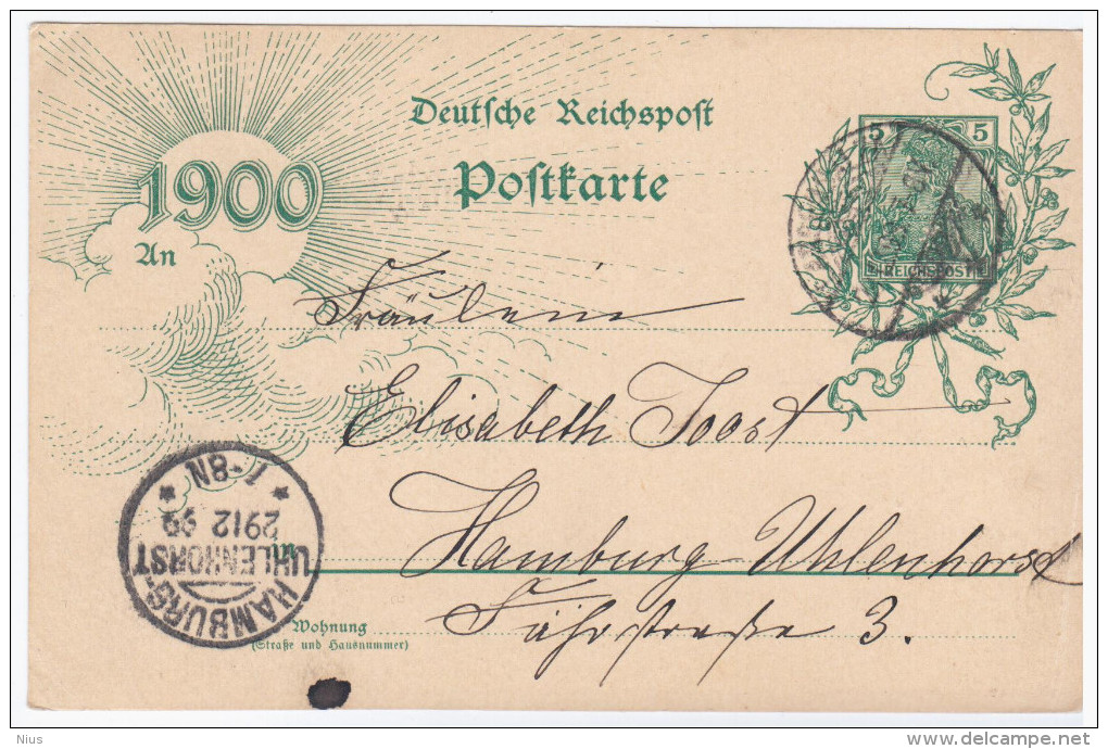 Germany 1899 Card Sent To Hamburg - Other & Unclassified