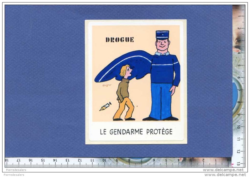 Autocollant - Gendarme Protège - Drogue - Gendarmerie - D' Après Affiche De Savignac - Enfant - Sticker - Stickers