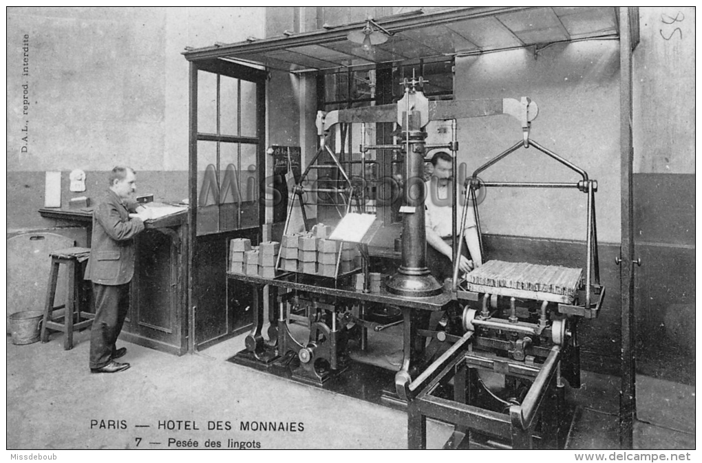 Hotel Des MONNAIES - Pesée Des Lingots - PARIS -  Dos Vierge - 2 Scans - Münzen (Abb.)
