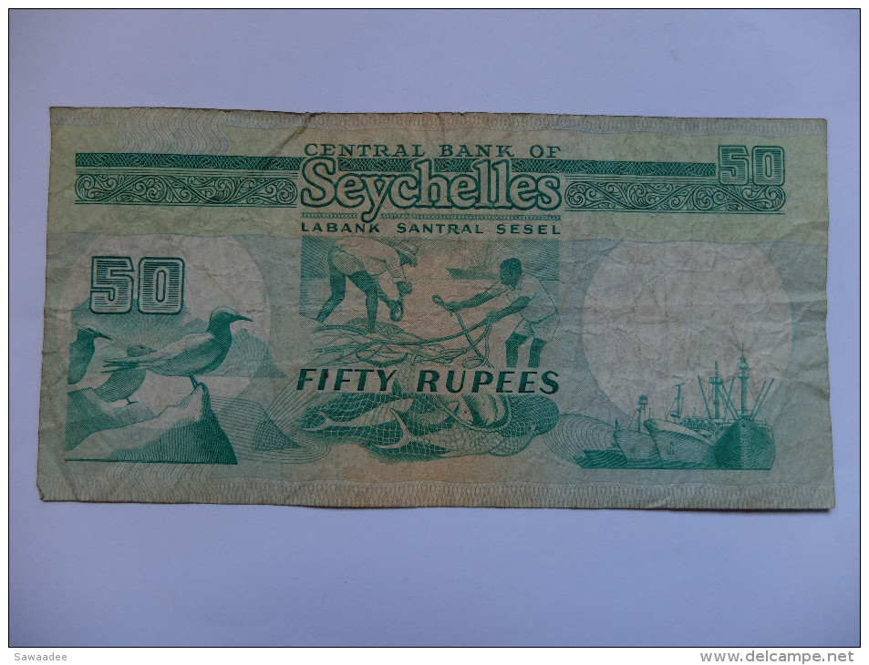 BILLET SEYCHELLES - P.34 - 50 RUPEES - PECHEURS - CARGO - MOUETTE - Seychelles