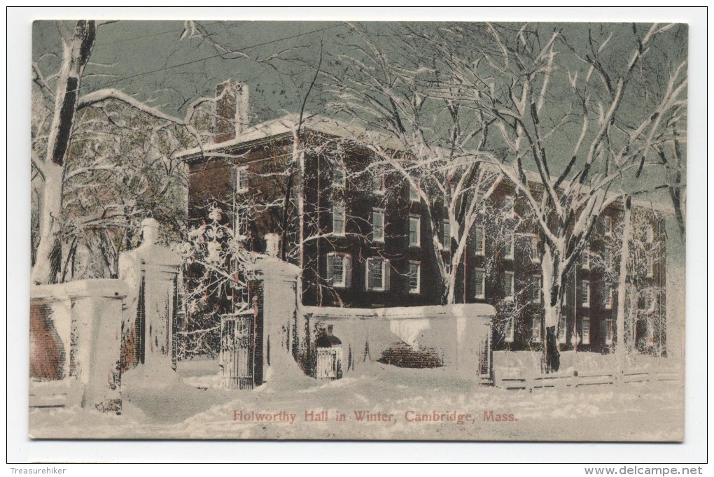 MA ~ Holworthy Hall In Winter CAMBRIDGE Massachusetts C1910 Harvard University - Sonstige & Ohne Zuordnung