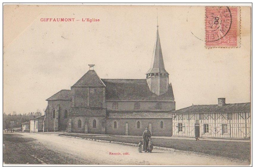 CPA 51 GIFFAUMONT Eglise Rue 1905 - Altri & Non Classificati