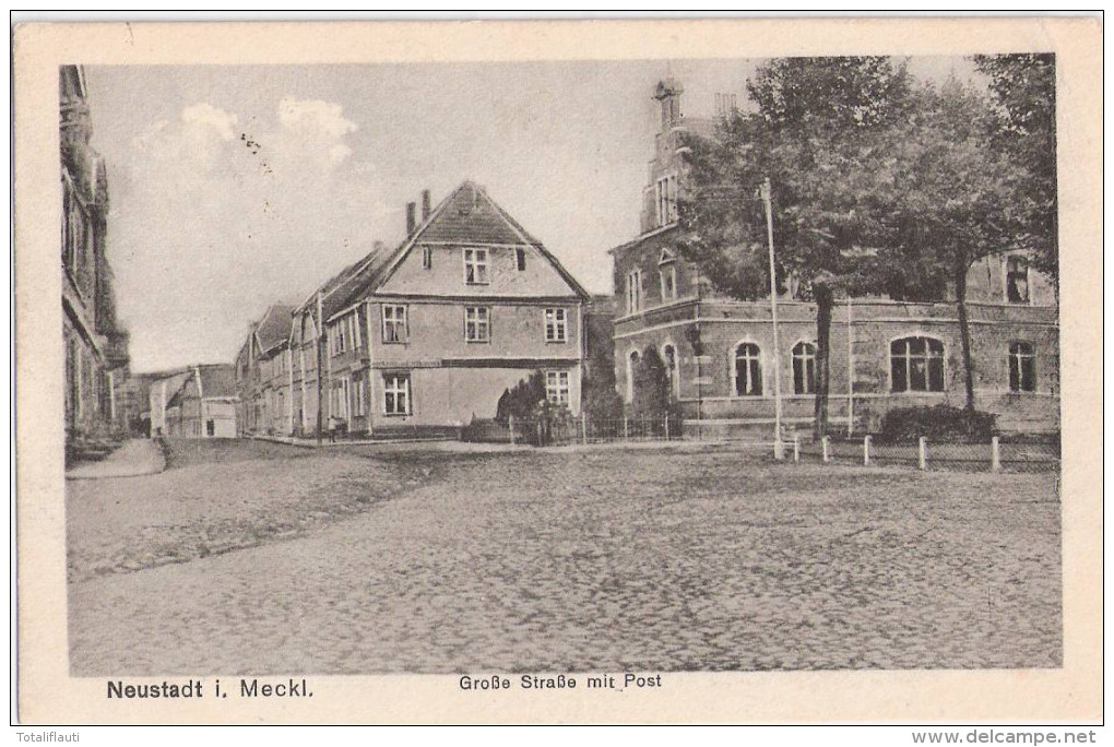 NEUSTADT GLEWE Mecklenburg Große Straße Mit Post Feldpost 17.4.1918 PARCHIM Gelaufen Formationsstempel Rot - Ludwigslust