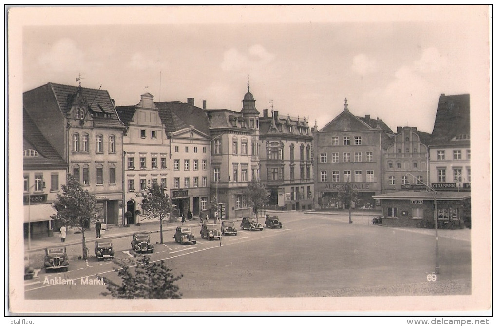 ANKLAM Pommern Markt Oldtimer Parade Geschäfte Cigarren 2x Albert Halle LEUNA Und Andere Ungelaufen - Anklam