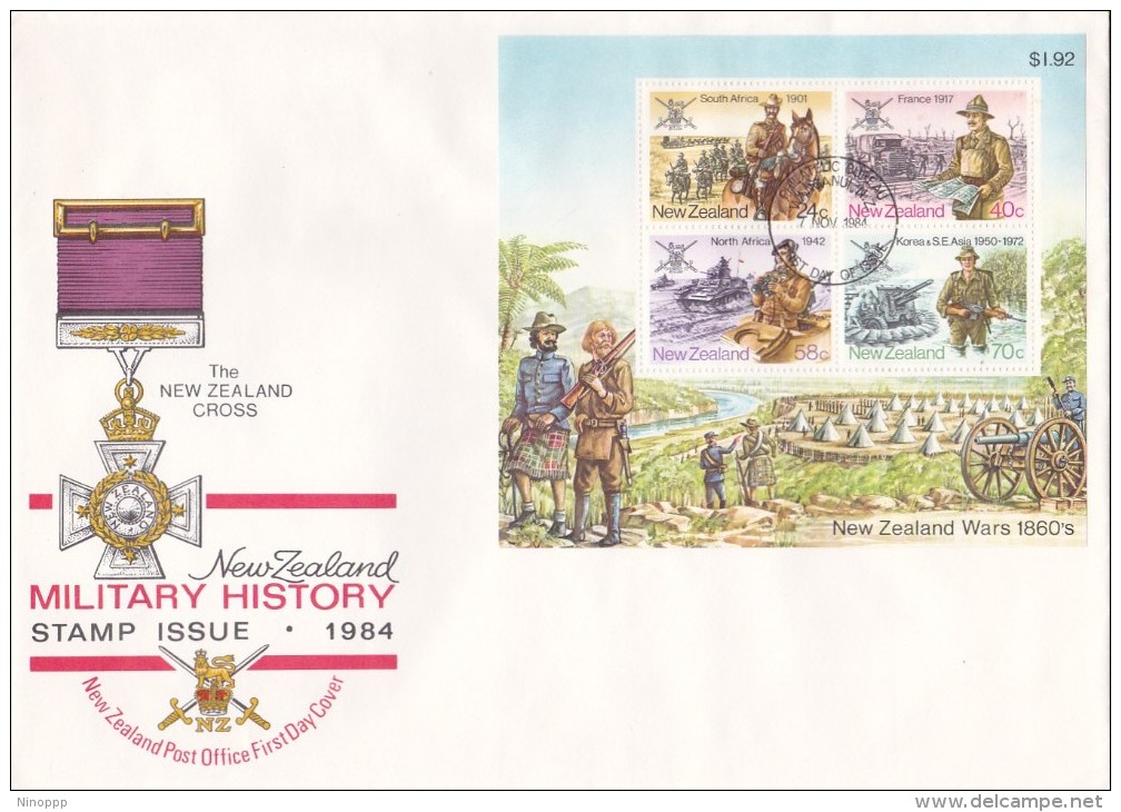 New Zealand 1984 Military History Army Souvenir Sheet FDC - FDC