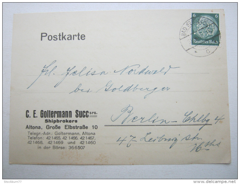 1934 , ALTONA    Firmenlochung , Perfin , Beleg - Briefe U. Dokumente