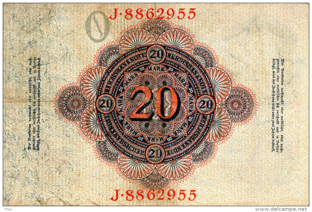 Germany,reichbanknoten, 20 Mark,Ro.47b,19.02.1914,P.46 B,as Scan, - 20 Mark