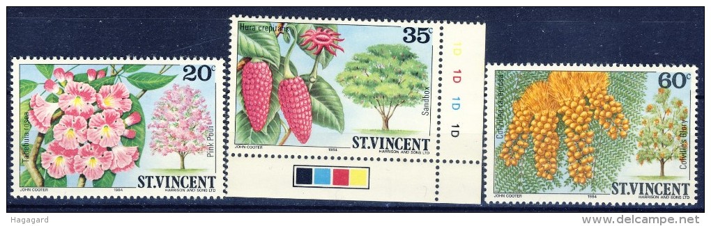 +K516. St. Vincent 1984. Flowers. 3 Items. MNH(**) - St.Vincent (1979-...)