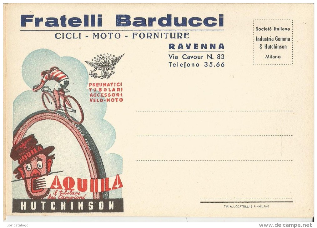 TUBOLARI AQUILA -PUBBLICITA' FRATELLI BARDUCCI (RAVENNA)- CICLI MOTO -FORNITURE  -  FG - Publicidad