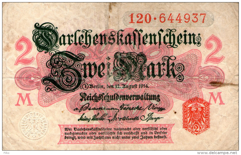 Germany,2 Mark,05.08.1914,Ro.52b,P.53,used,see Scan - Altri & Non Classificati