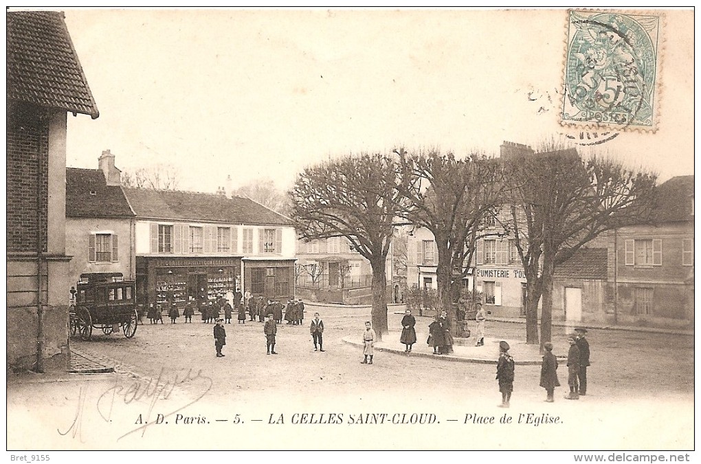 78 LA CELLES SAINT CLOUD PLACE DE L EGLISE BELLE ANIMATION DILIGENCE FUMISTERIE EPICERIE BEAUGELET - La Celle Saint Cloud