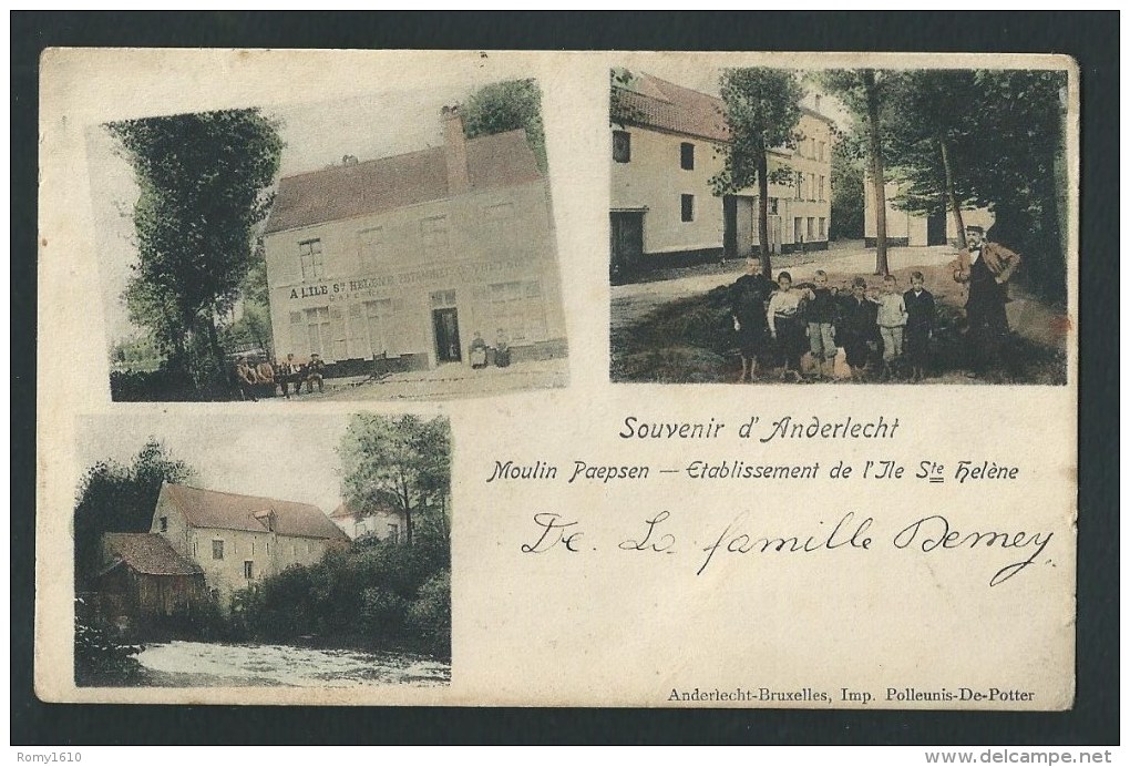 Souvenir D´Anderlecht. Maison Paepsen, Etablissement De L´Ile Ste Helène. Multivues. 2 Scans. - Anderlecht