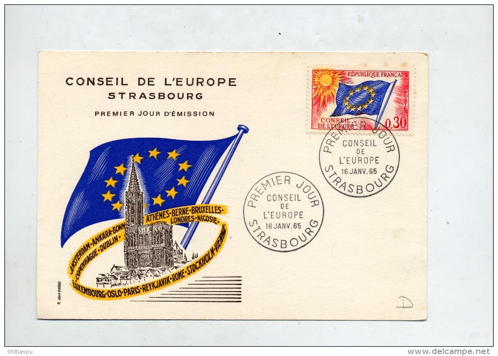 Carte Fdc Strasbourg Conseil Europe - 1960-1969