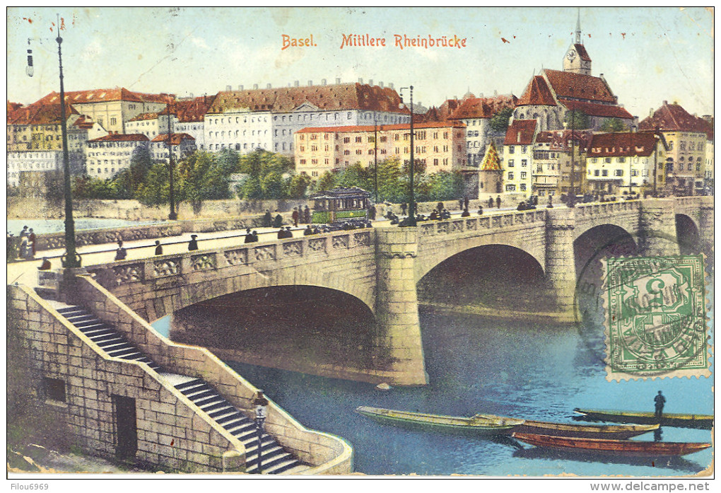 CARTE POSTALE RARE   COULEUR  1907    ..............  BASEL - Other & Unclassified