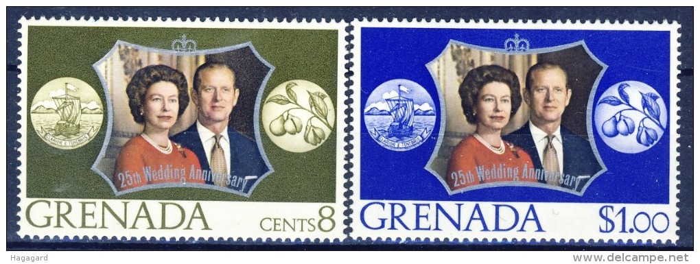 ##K521. Grenada 1972. Silver Wedding. Michel 498-99. MNH(**) - Grenada (...-1974)