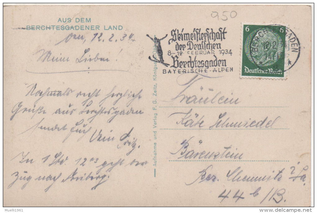 Nr. 3310,  AK  Grünstein Im Winterkleid, Stempel Skimeisterschaft Der Deutschen In Berchtesgaden - Sonstige & Ohne Zuordnung