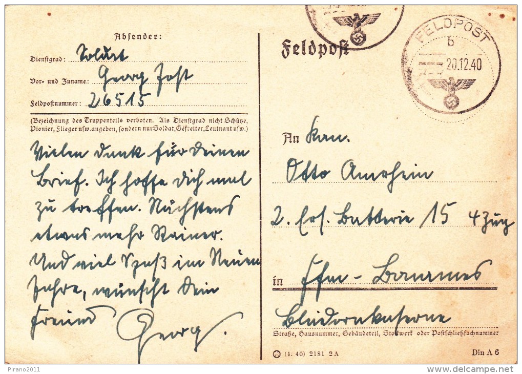 Feldpostkarte Mit "interessanter Rückseite" - Guerre 1939-45