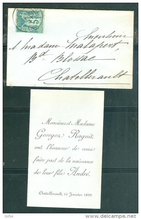 Faire Part  Naissance De André Raguit   , Chatellerault 15/01/1899  Mala2313 - Birth & Baptism