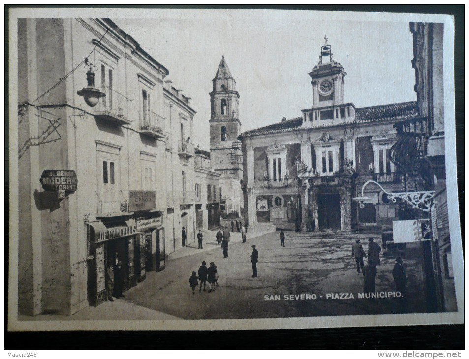 San Severo Piazza Municipio Anni 50 Viaggiata Edizione Repubblicana Senza Fascio! Vedi Foto - San Severo