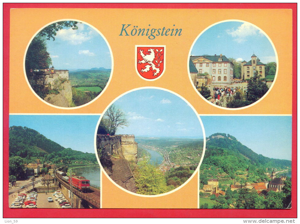 158578 / KÖNIGSTEIN ( KR. PIRNA ) - CAR , TRAIN , LOCOMOTIVE , RAILWAY , CASTLE , PANORAMA - Germany Deutschland - Koenigstein