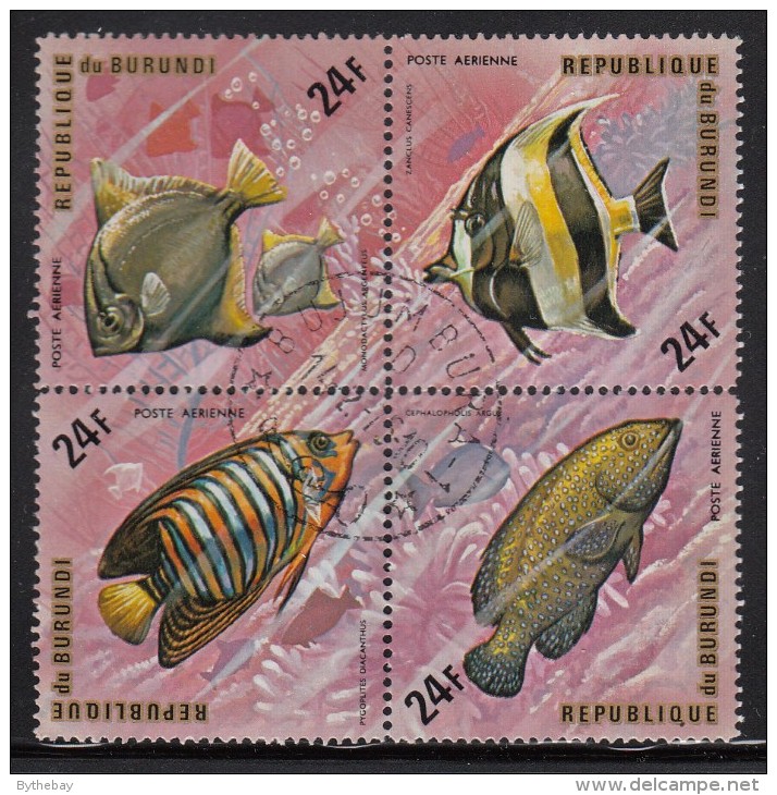 Burundi Used Scott #C210 Block Of 4 24fr Fish - Oblitérés