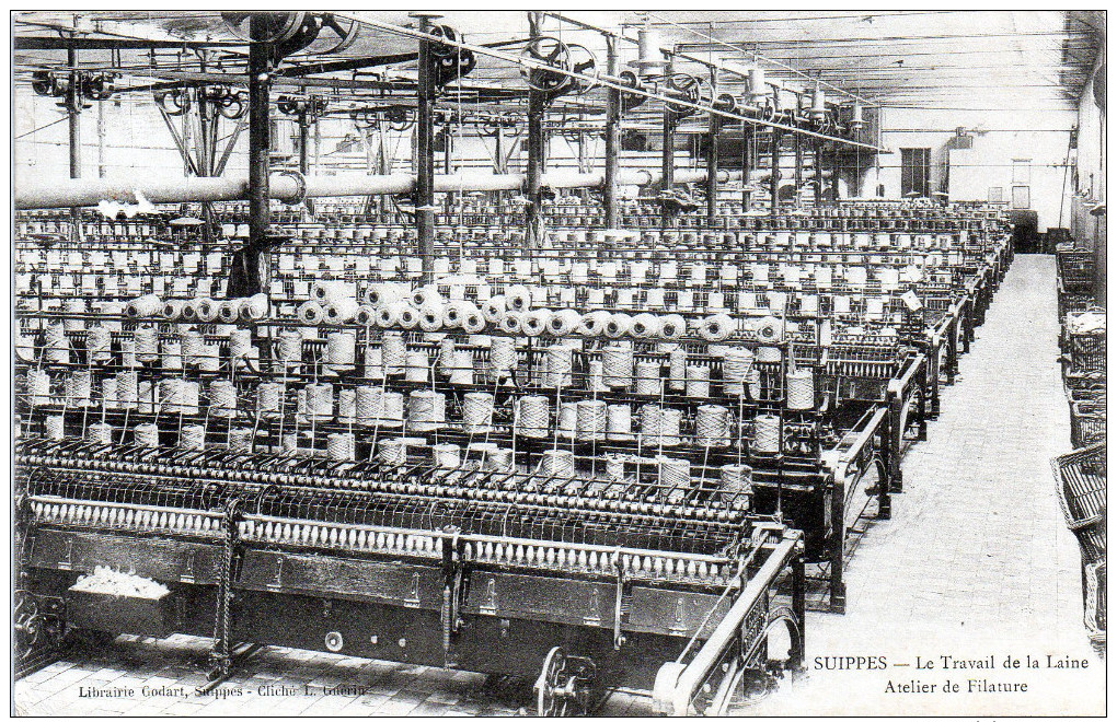 SUIPPES   51    Marne  PETITS METIERS TRAVAIL DE LA LAINE  ATELIER DE FILATURE   Postee 1913 -V- - Autres & Non Classés