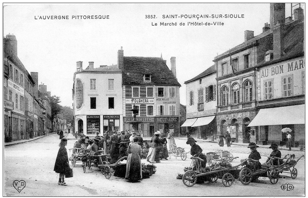 03 - SAINT POURCAIN SUR SIOULE - LE MARCHE DE L'HOTEL DE VILLE    -V- - Autres & Non Classés