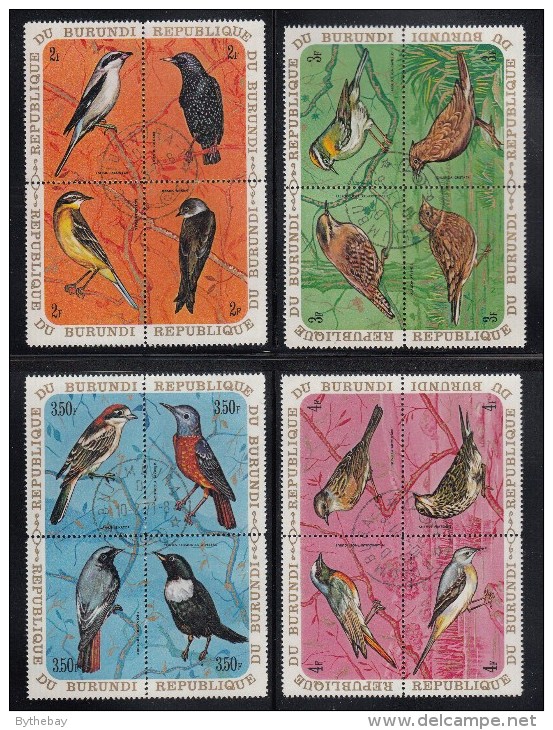 Burundi Used Scott #337-#342, #C132-#C137 Complete Set Of 12 Blocks Of 4 Each Birds - Oblitérés