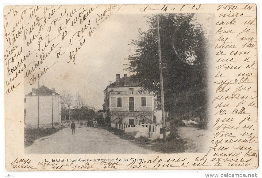 LIBOS  Avenue De La Gare Precurseur Timbrée TTB - Libos