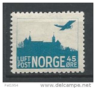 Norvège 1927 Poste Aérienne N°1 Neuf* MH Avion Et Chateau - Unused Stamps