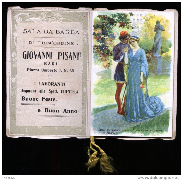 CALENDARIETTO 1919 PROFUMERIA CELLA  MILANO - ETTORE FIERAMOSCA - OFFERTO DA SALA DA BARBA PISANI BARI ( K460 ) - Petit Format : 1901-20