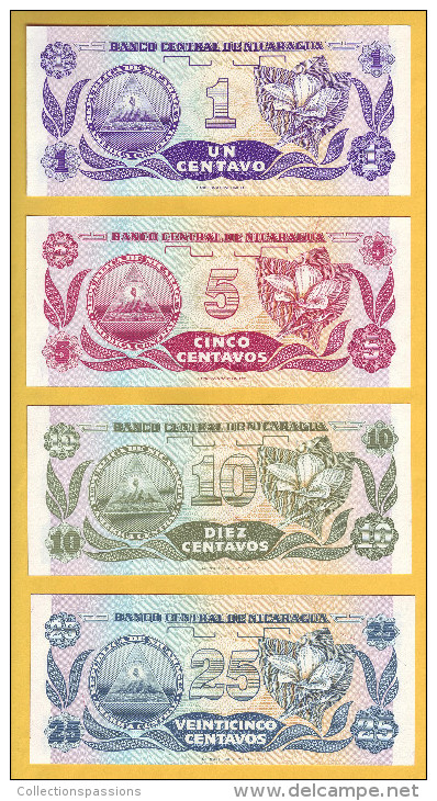 NICARAGUA - Lot De 4 Billets 1, 5, 10 Et 25 Centavos. 1991.  Pick: 167, 168, 169 Et 170. NEUF - Nicaragua