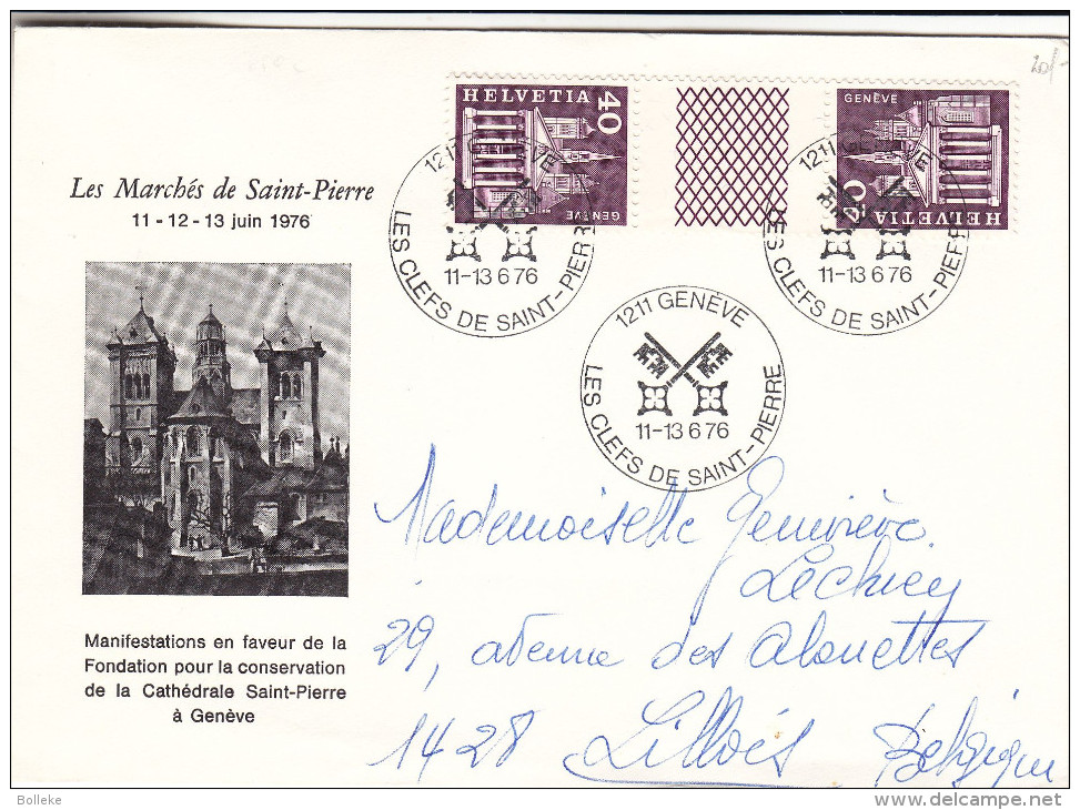 Religieux - Les Cléfs De Saint-Pierre - Suisse - Lettre De 1976 - Tête Bêche Avec Interpanneau - Tête-bêche