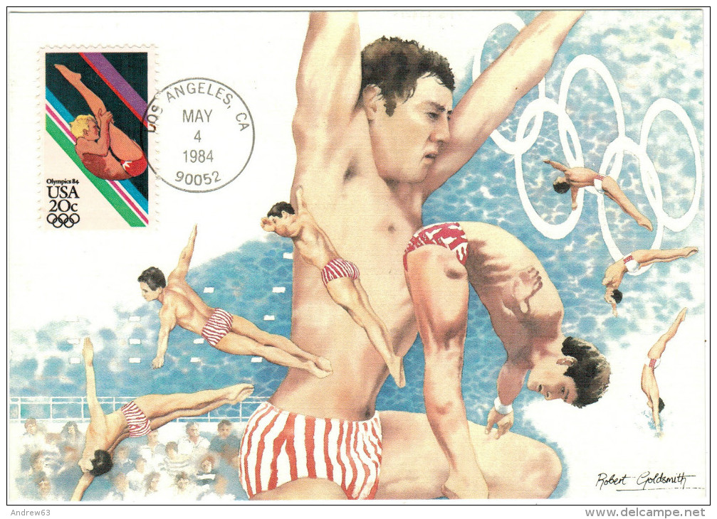 STATI UNITI - UNITED STATES - USA - US - 1984 - Olympics - Robert Goldsmith - Diving - New - Cartoline Maximum