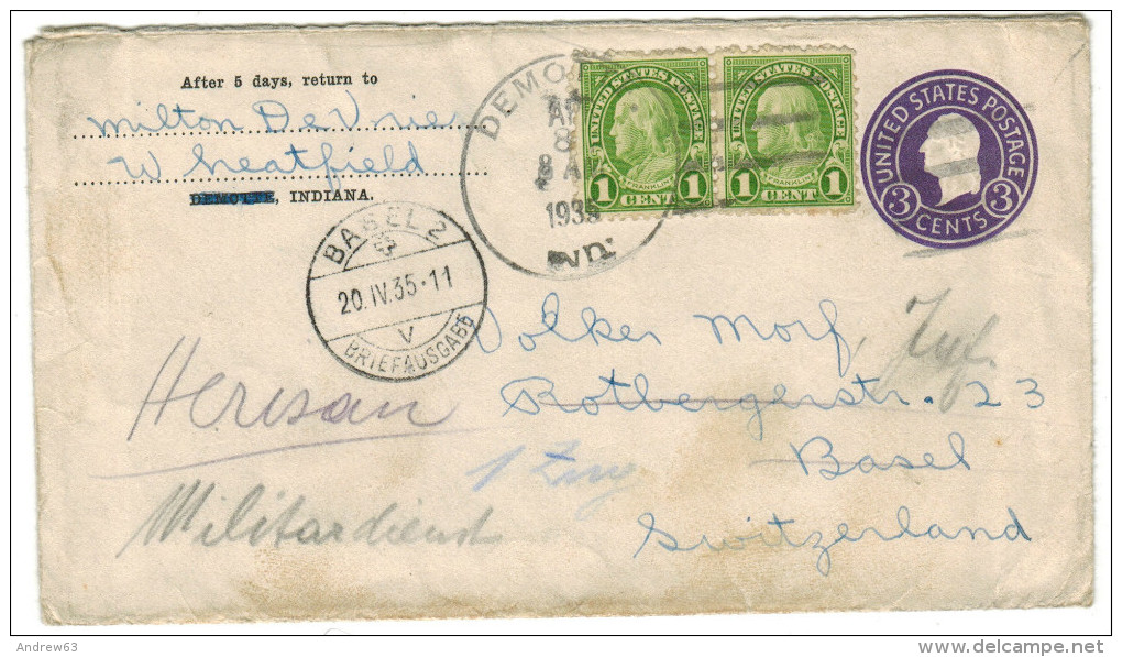 STATI UNITI - UNITED STATES - USA - US - 1935 - Intero Postale - Entier Postal - Postal Stationery - 3 Cents + 2 X 1 ... - 1921-40