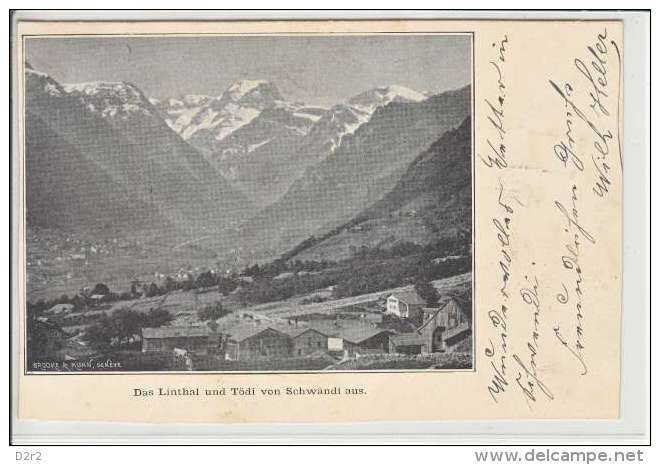 LINTHAL UND TÖDI VON SCHWÄNDI AUS- DOS UNIQUE-26.02.1900-CACHET LINEAIRE DE SCHWÄNDI-GLARUS-TTB - Schwändi