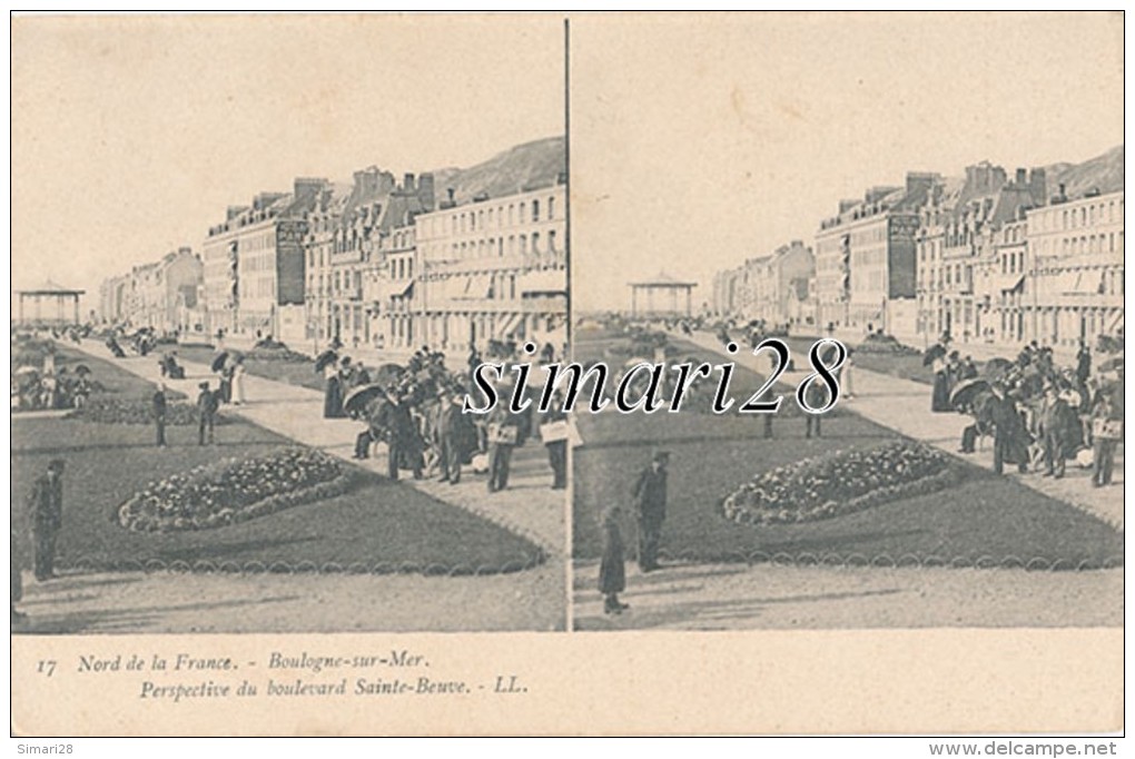 NORD DE LA FRANCE - N° 17 - BOULOGNE-SUR-MER - PERSPECTIVE DU BOULEVARD SAINTE-BEUVE - Estereoscópicas