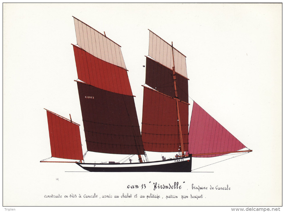 Bateau - Voilier - "Hirondelle" Bisquine De Cancale - Dessin De Henry Kérisit - Veleros