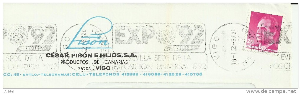 VIGO PONTEVEDRA FRAGMENTO CON MAT EXPO 92 SEVILLA - 1992 – Séville (Espagne)