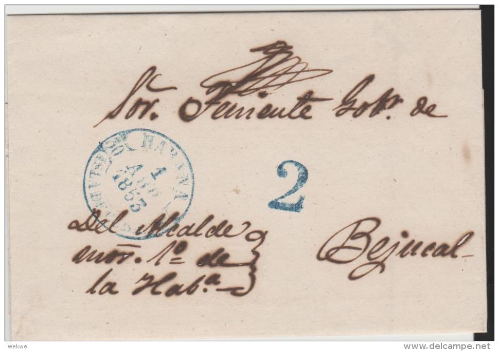 SpC045/  KUBA -  CUBA -  Habana 1854, Franco To Santiago. - Prephilately