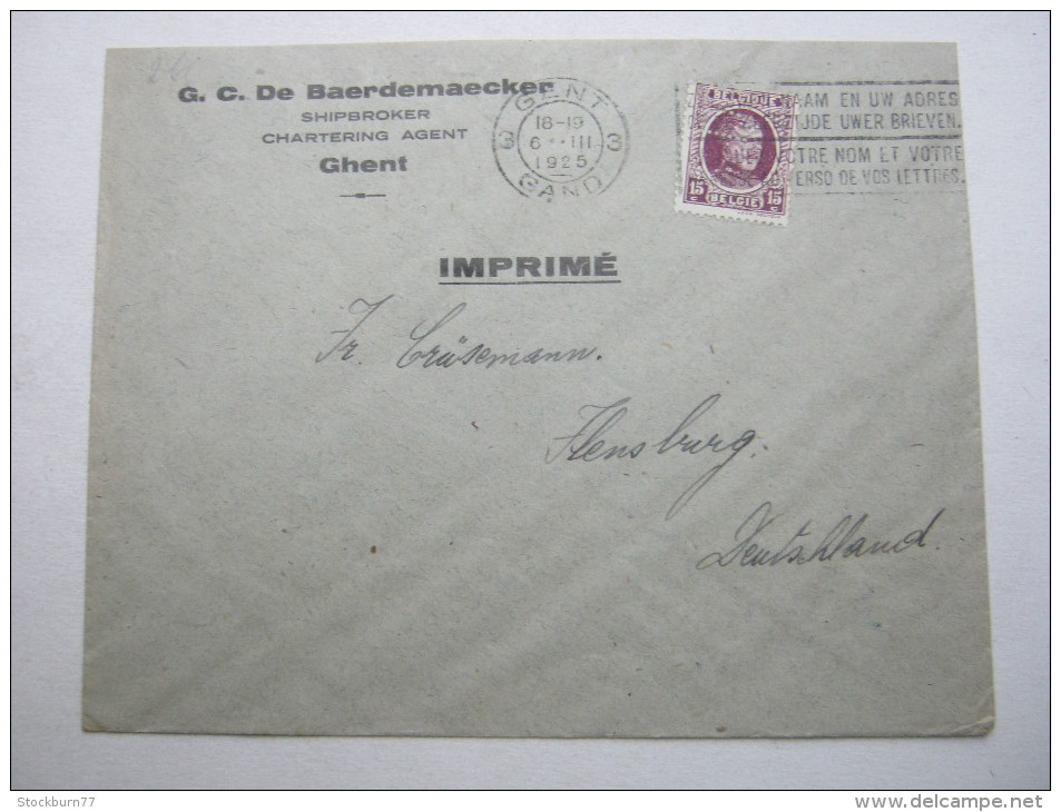 1925 , Gent      Firmenlochung , Perfin , Beleg - 1909-34