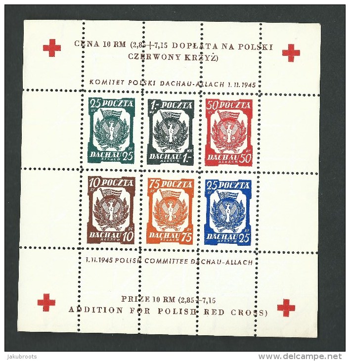 1945.MIN.BLOCK .DACHAU -ALLACH .PRINTING ERROR -TWO STAMPS 25 Pf. - Campo De Prisioneros