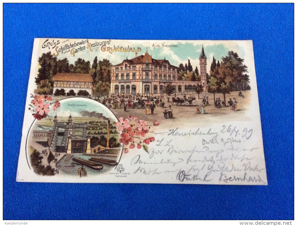 Schiffshebewerk Grunewald Waltrop PLZ 45731 Gruss Aus Ansichtskarte Litho Postkarte Original 1899 - Waltrop