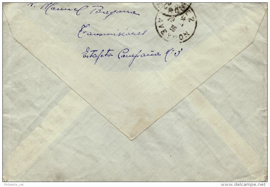 ESPAGNE LETTRE AVEC CENSURE NAVARRAOUR LA FRANCE . A Voir Pour étude (lot 1017) - Republicans Censor Marks