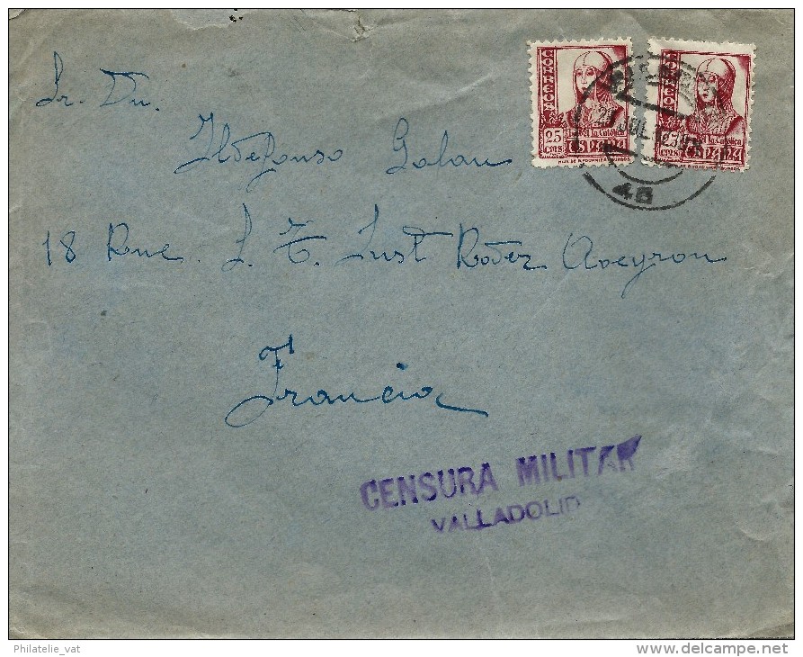 ESPAGNE LETTRE AVEC CENSURE VALLADOLID POUR LA FRANCE 1937 . A Voir Pour étude (lot 1020) - Marcas De Censura Republicana