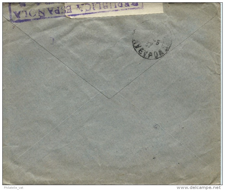 ESPAGNE LETTRE AVEC CENSURE RÉPUBLICA ESPANOLA POUR LA FRANCE 1937  . A Voir Pour étude (lot 1023) - Marcas De Censura Republicana