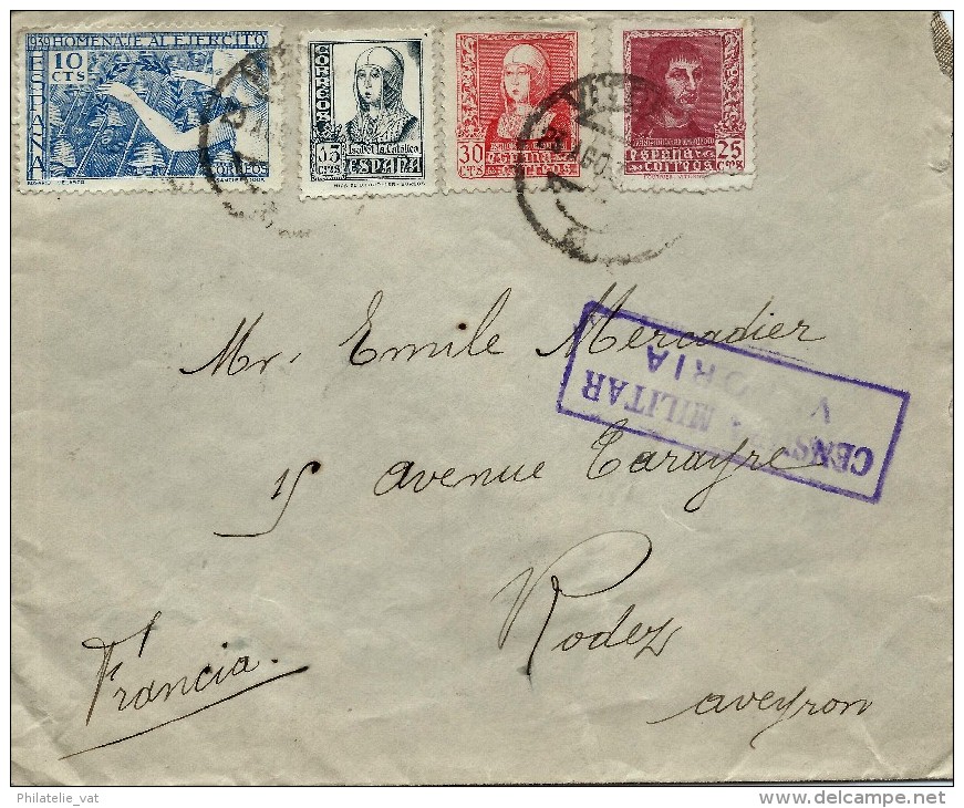 ESPAGNE LETTRE AVEC CENSURE VITORIA POUR LA FRANCE 1938 . A Voir Pour étude (lot 1031) - Republikeinse Censuur